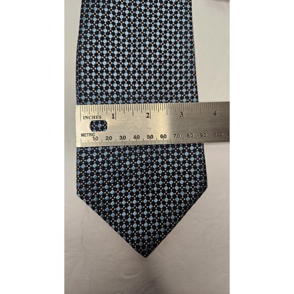 VTG Brooks Brothers 346 Silk Tie Blue Gold Geometric 3.5” x 58” Made in USA - Picture 2 of 5